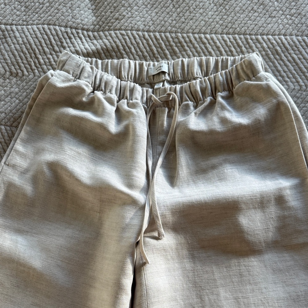 Aritzia Cream Wide Leg Linen Pants